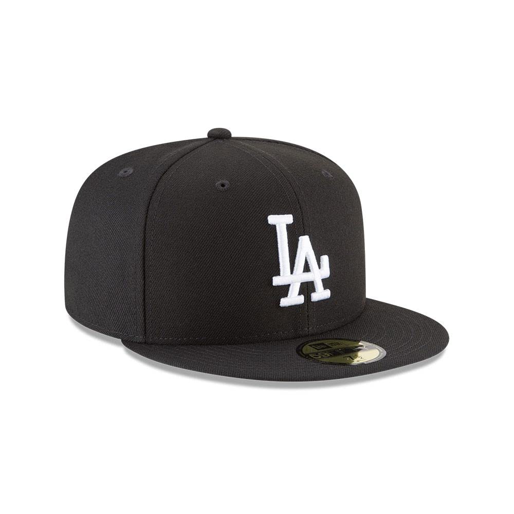 New Era 59Fifty Hat Mlb Basic Los Angeles Dodgers La Black/White Fitted Baseball Cap (7)