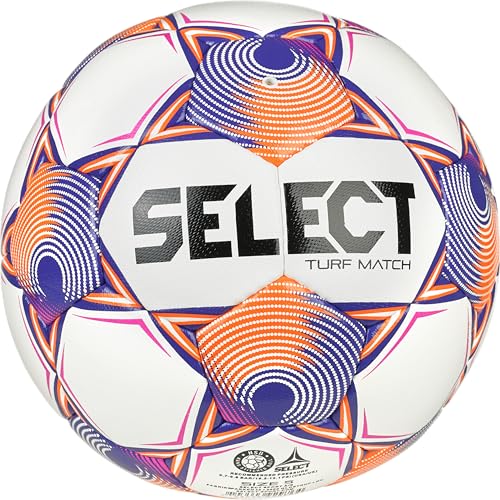 Select Numero 10 Turf Match Soccer Ball, 12-Ball Pack with Duffle Ball Bag and Hand Pump, White/Orange/Purple V25, Size 5