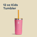 Hydro Flask Kids 12 Oz Tumbler with Lid and Straw for School - Insulated Stainless Steel in Dahlia Pink