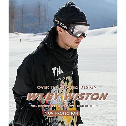 Wiston Ski Goggles - Otg Snow/Snowboard Goggles For Men, Women & Youth - 100% Uv Protection (Black Frame/Clear Lens)