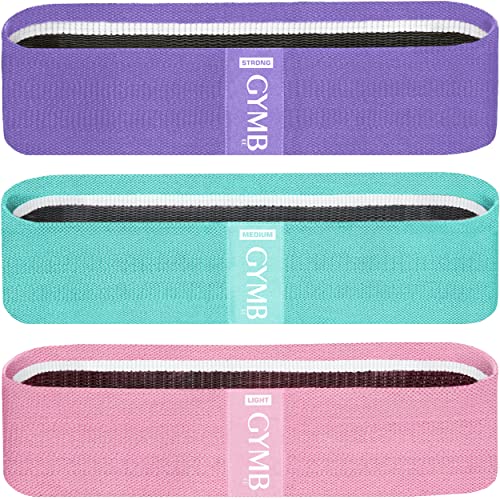 Gymbee Resistance Bands For Working Out, 3 (Pink, Cyan, Lavender) - Men/Women Exercise Bands, Glutes, Thighs, Legs - Non-Slip Cl