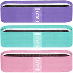 Gymbee Resistance Bands For Working Out, 3 (Pink, Cyan, Lavender) - Men/Women Exercise Bands, Glutes, Thighs, Legs - Non-Slip Cl
