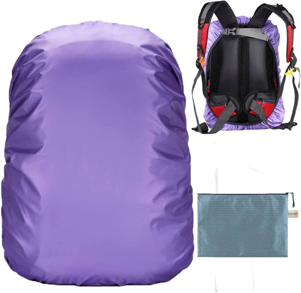 Evotopf Waterproof Backpack Rain Cover With Adjustable Anti Slip Buckle Strap & Sliver Coating Reinforced Inner Layer For Campin