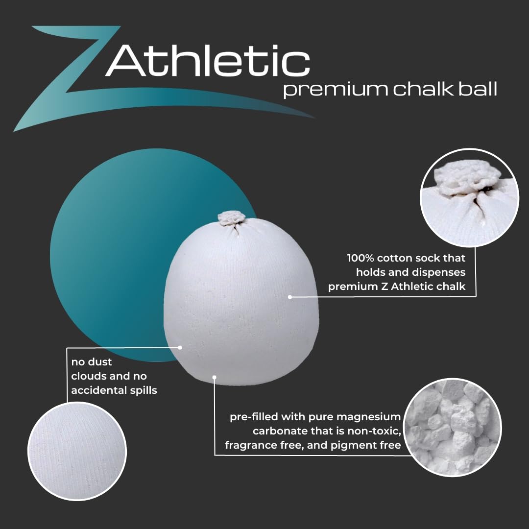 Z Athletic Gym Chalk Ball For Rock Climbing, Gymnastics, And Weightlifting, 3Oz Chalk Ball