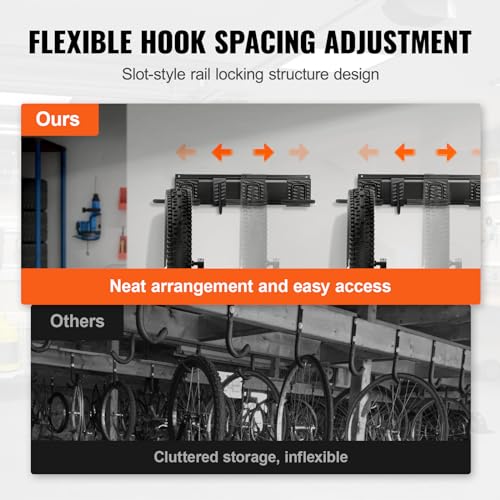 Vevor Bike Storage Rack, 6 Bike Racks And 6 Helmets Hooks, Wall Mount Bike Storage Hanger, Home & Garage Organizer, Customizable
