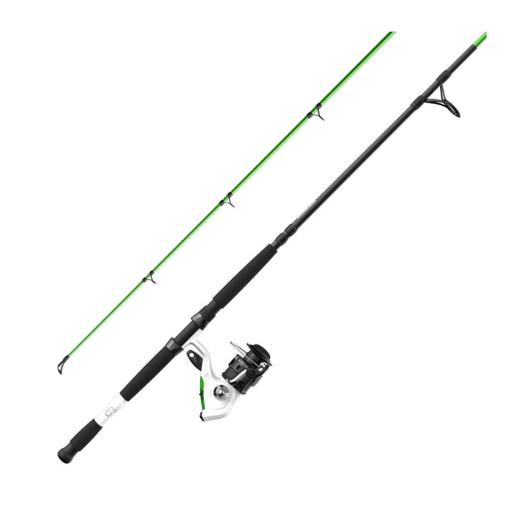 Zebco Bite Alert Spinning Reel And Fishing Rod Combo, 7-Foot 2-Piece Fiberglass Fishing Pole, Extended Eva Handle, Size 60 Reel,