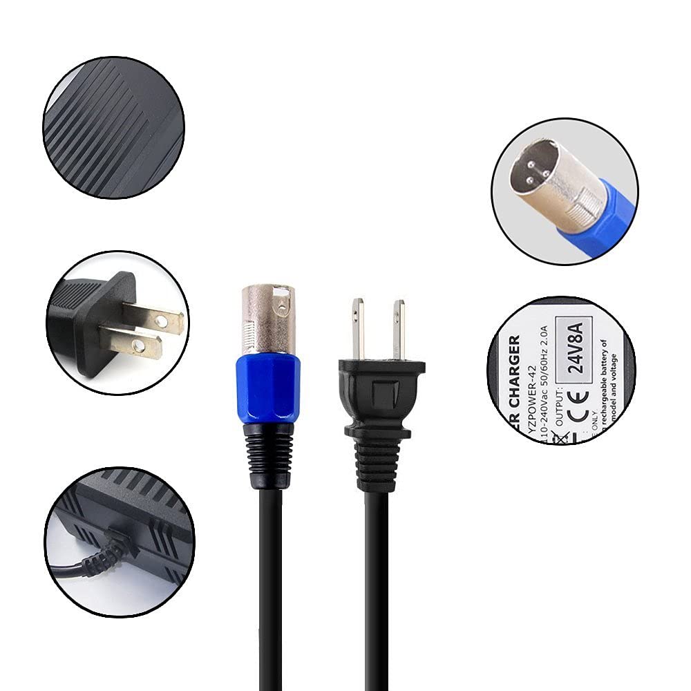 Abakoo New 24V 8A Battery Charger With Xlr Connector For 24Bc8000T-1, 4C24080, Batc8 Ea1065, S150 1107 614Hd, M51, Ch5404