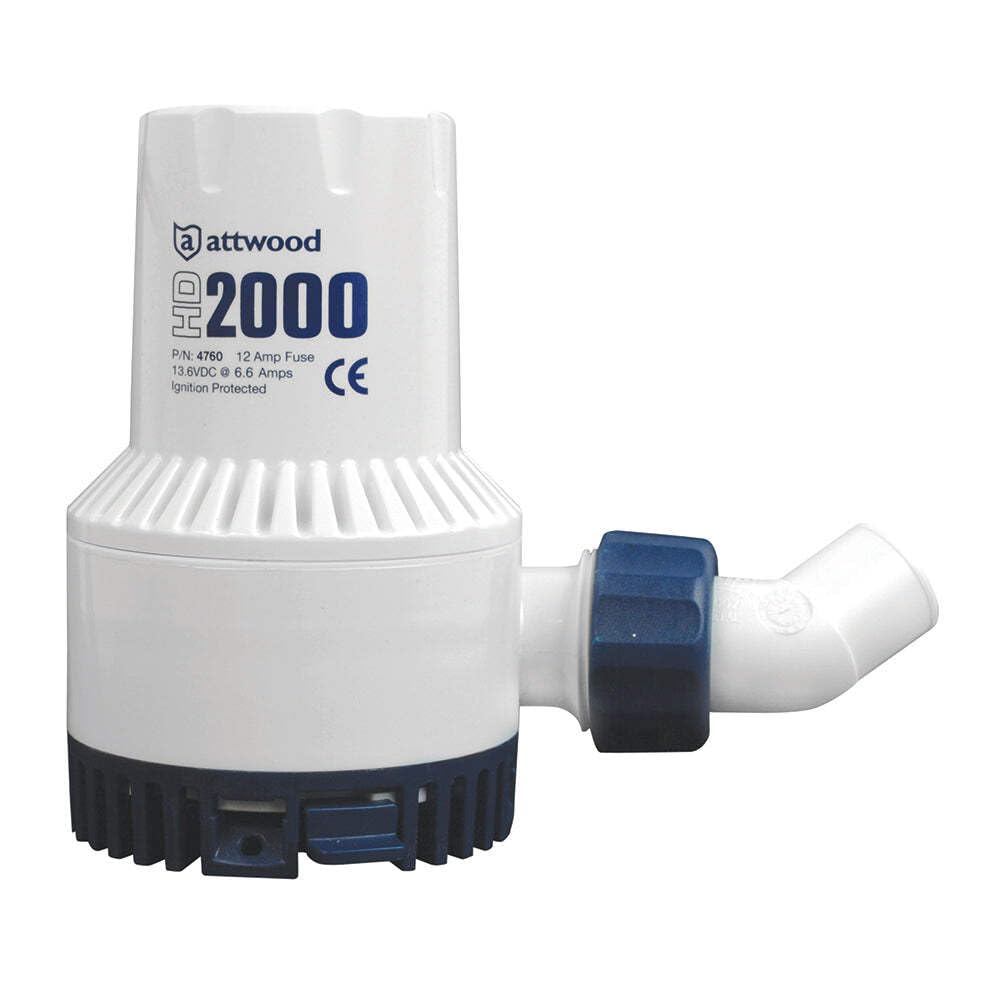 Attwood 4760-4 Heavy Duty 2,000 Gph Fully Submersible Boat Bilge Pump, White Finish