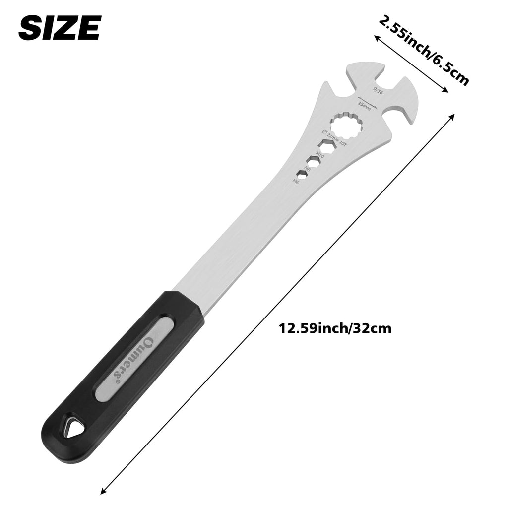 Oumers Bike Pedal Wrench, Bicycle Pedal Removal Spanner With Extra Long Handle, Multi-Use 15Mm,9/16 Pedal Removal Tool And 10Mm/