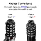 Ndakter Bike Lock, 4 Feet Bike Locks Cable, High Security 5 Digit Resettable Combination Coiling Bicycle Lock, Heavy Duty Anti T