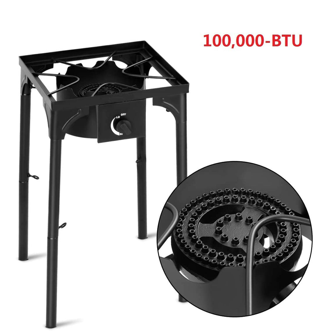 Happygrill Camping Stove Outdoor, High Pressure Single Burner Propane Gas Camp Stove W/Detachable Legs, 100,000 Btu Output, 0-20