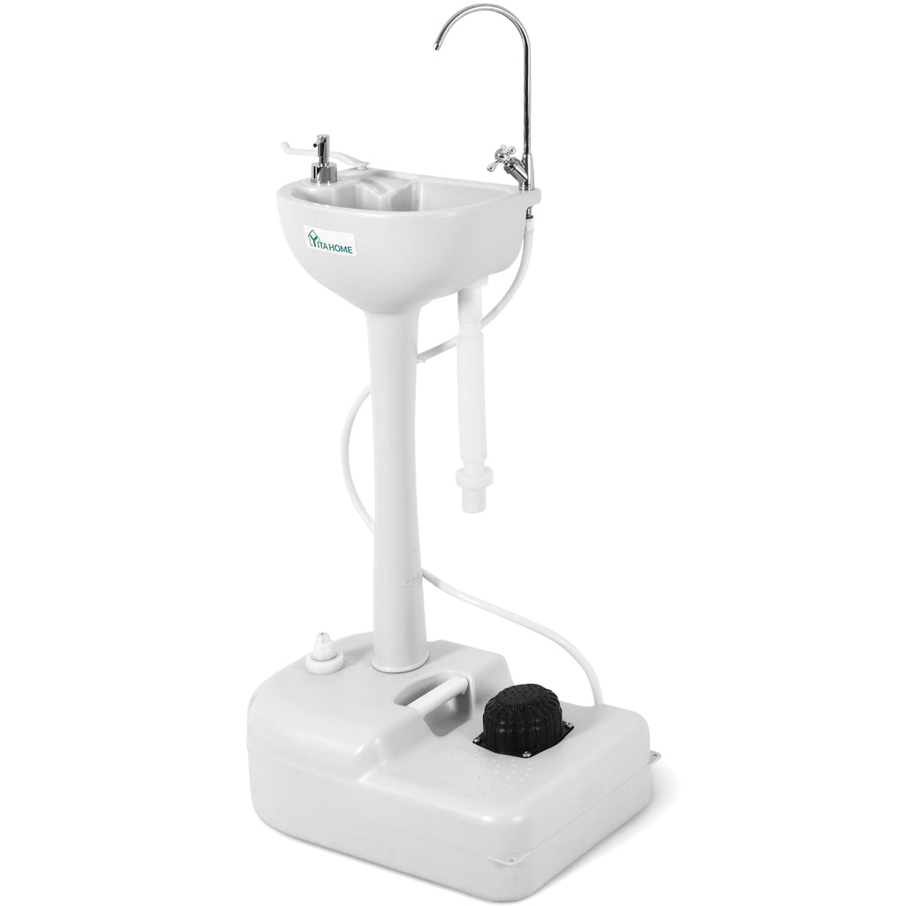 Yitahome Upgrated Portable Sink Camping Hand Washing Station With 17 L Wash Basin Stand, Rolling Wheels, Soap Dispenser, Towel H