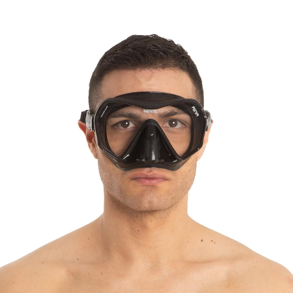Seac Ajna, Frameless Scuba Diving Mask With Wide View, 100% Silicone Skirt,Black