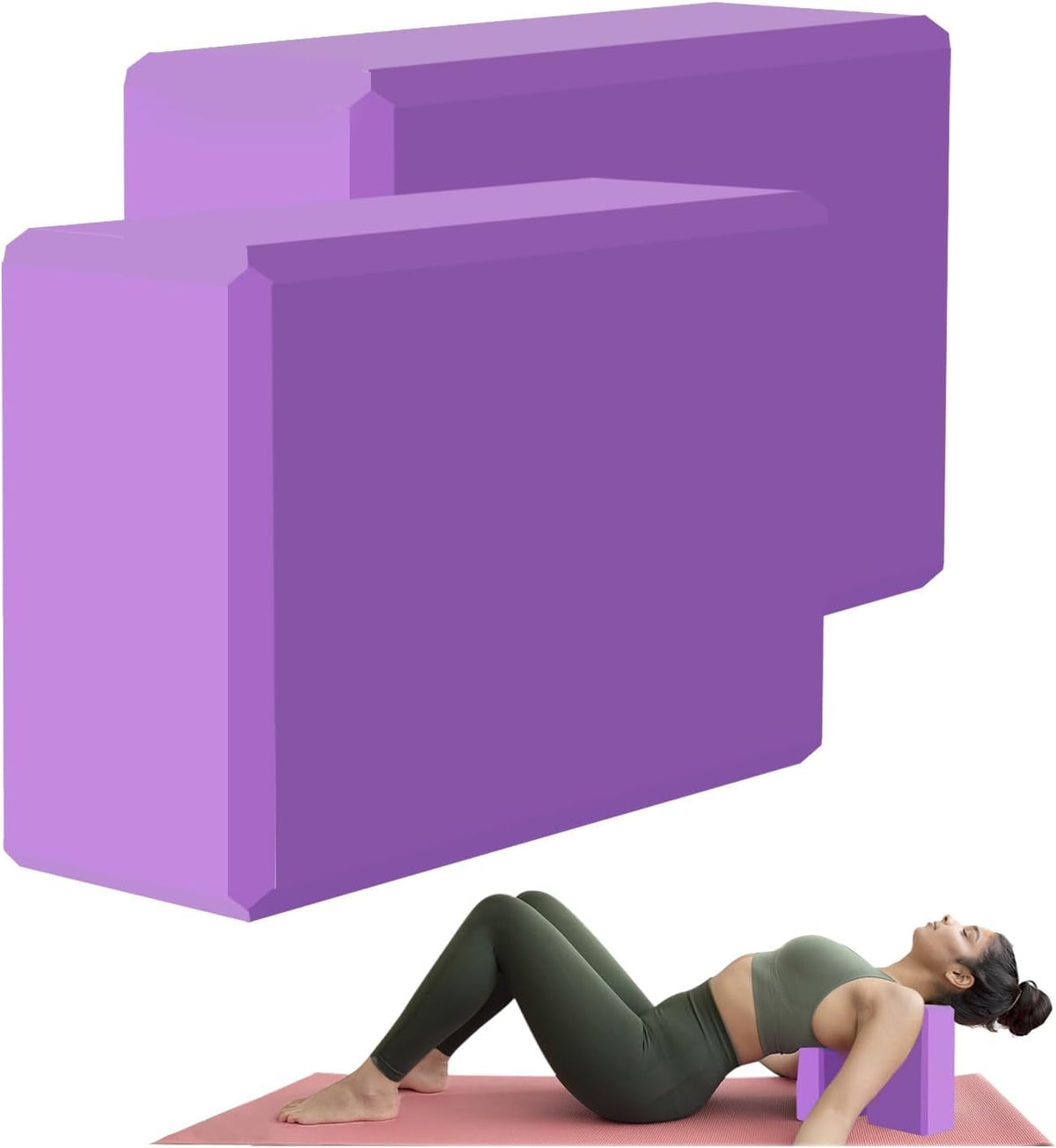 JELLEX High Density Yoga Block Bricks  Support for Poses & Meditation Set of 2 For Men Women Foaming Pilates Fitness Stretching