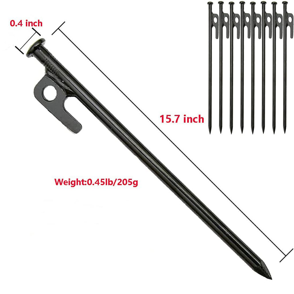 Bimiti 20 Pack Tent Stakes Heavy Duty 16 Inch Forged Steel Solid Tent Pegs Metal Ground Camping Stakes For Camping Unbreakable A