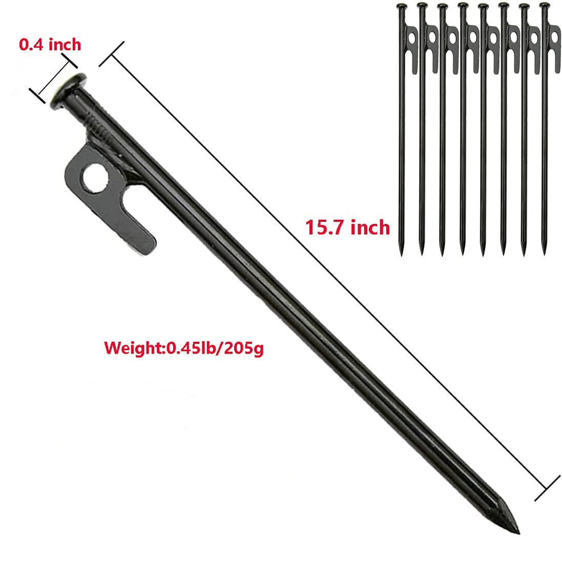 Bimiti 20 Pack Tent Stakes Heavy Duty 16 Inch Forged Steel Solid Tent Pegs Metal Ground Camping Stakes For Camping Unbreakable A