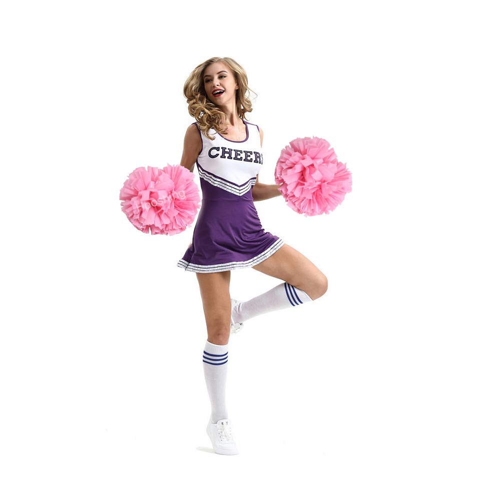 Hooshing 2Pcs Pink Pom Poms Cheerleading With Baton Handle For Team Sports Spirit Dance Party Kids Adults