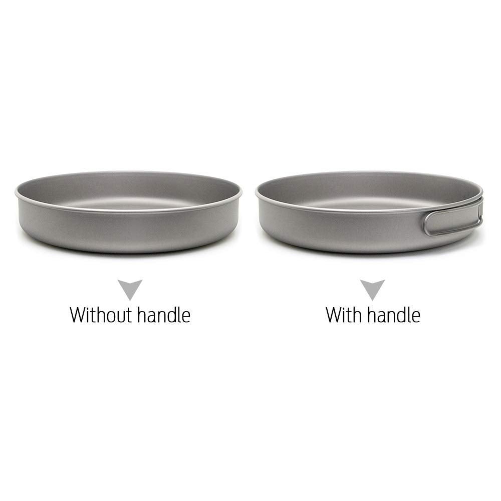 Lixada Ultralight Titanium Frypan Outdoor Camping Hiking Picnic Cooking Frying Pan 1000Ml With Folding Handle