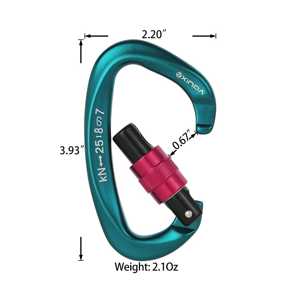 Xinda Screwgate Locking Carabiner Clip - Professional Rock Climbing Carabiner Screw Lock,Heavy Duty Carabiners For Climbing,Moun