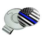 Graphics & More Thin Blue Line American Flag Golf Hat Clip With Magnetic Ball Marker