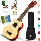 Ieco Soprano Ukulele Beginner Kit For Kids Adults 21 Inch Ukelele Wcase Strap Tuner Strings Picks (Natural)