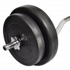 Vidaxl Metal Dumbbell Set With Curl Bar And Weights 66.1 Lb - Personal Home Gym Equipment With Noise-Reduction Casing