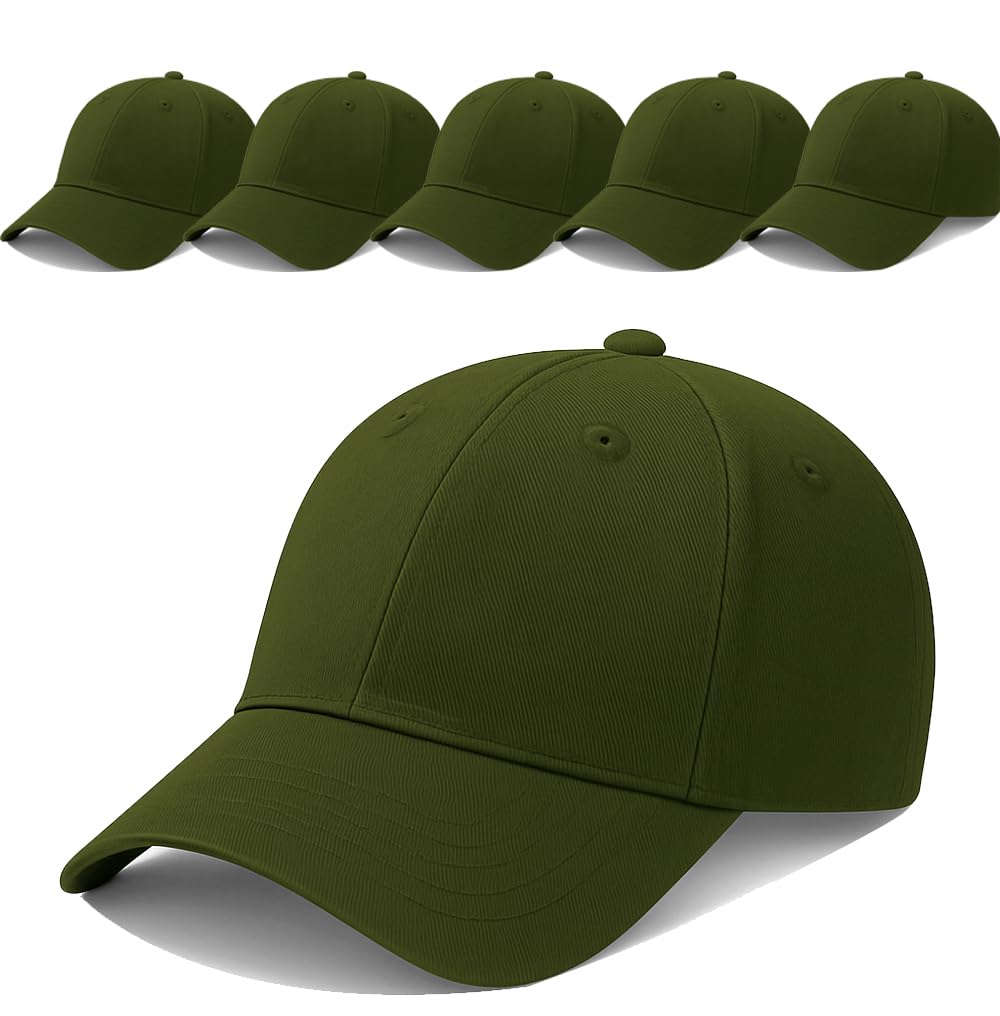 Enciger Unisex Cotton Baseball Cap Pack Of 6  Adjustable Solid Color Caps For Men & Women  Wholesale Lot For Bulk Purchase, Re