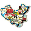 KRIHAK China Souvenir Map Fridge Magnet | 3D 3mm with Beijing, Shanghai, Great Wall & Famous Landmarks | Decorative Kitchen Magn