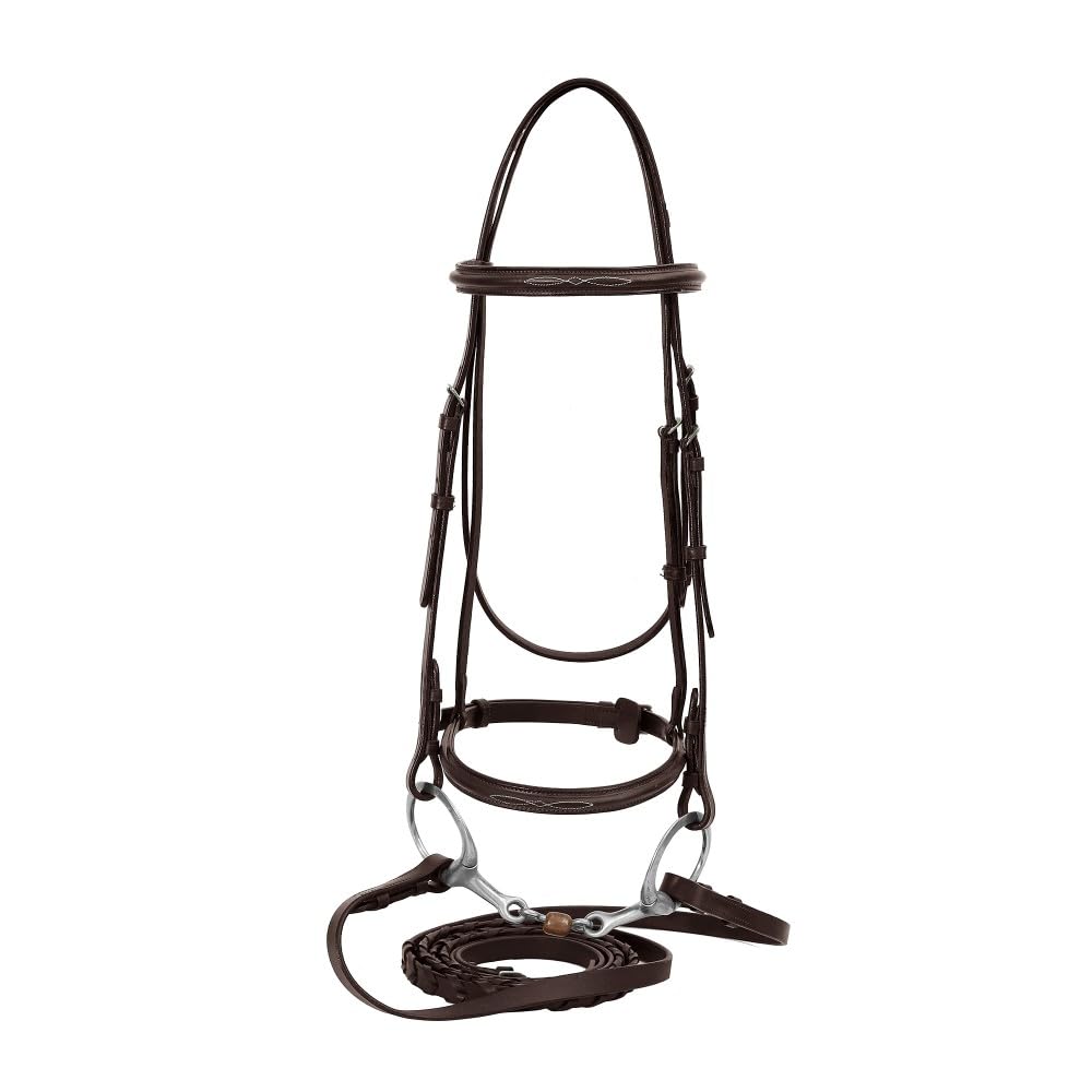 Henri de Rivel Fancy Raised Snaffle Bridle - Color:Havana Size:Horse