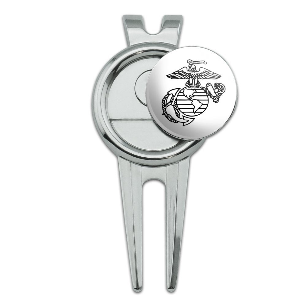 Graphics & More Marine Corps Usmc Black White Eagle Globe Anchor Logo Officially Licensed Golf Divot Repair Tool And Ball Marker