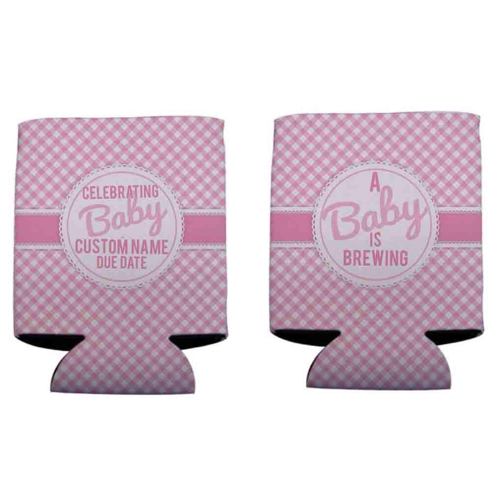 Victorystore Can And Beverage Coolers - Custom Baby Shower,A Baby Is Brewing Baby Girl Design, Set Of 12