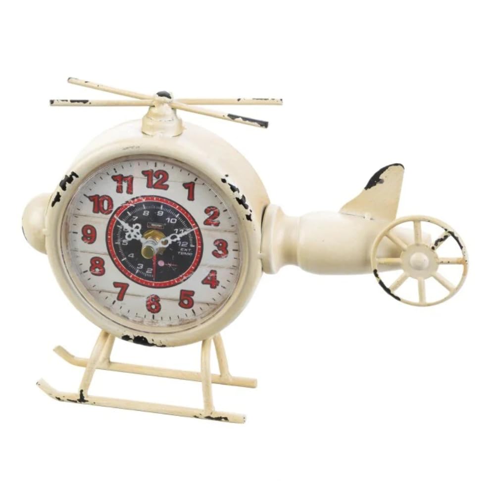Accent Plus White Helicopter Desk Clock 9.5X2X7