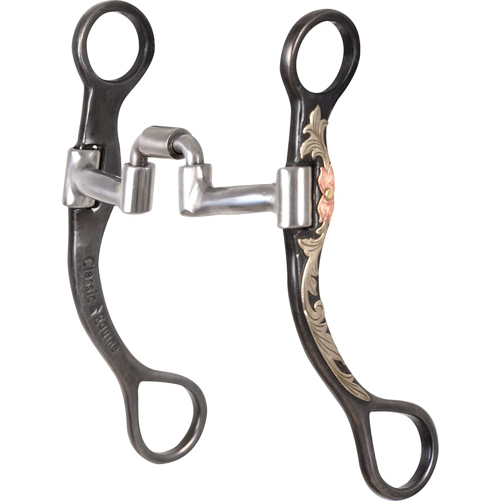 Classic Equine Floral Scroll Tool Box Straight Shank Bit With Low Port Barrel, 7.5-Inch