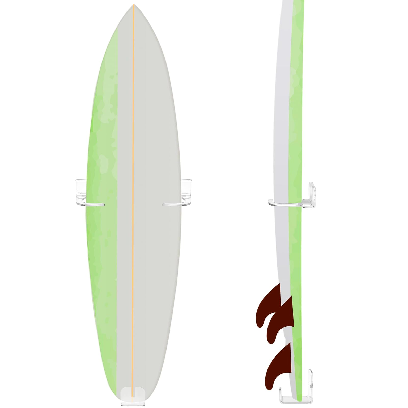 Yousoontic Surfboard Wall Mount Clear Acrylic Surf Board Display Indoor Wall Decor Vertical Surfboard Rack for Shortboards Fish 