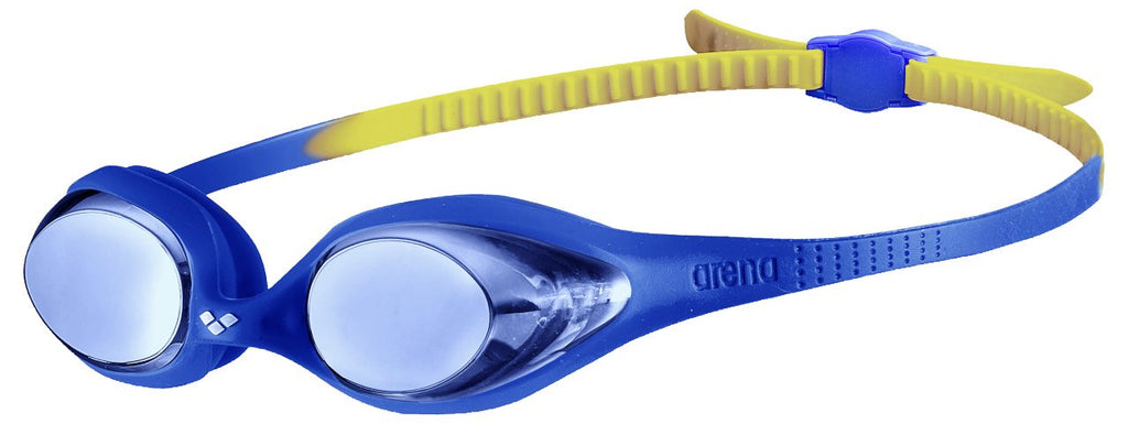 Arena Unisex Spider Junior Youth Swim Goggles For Boys And Girls, Blue  Blue  Yellow, Mirror Lens