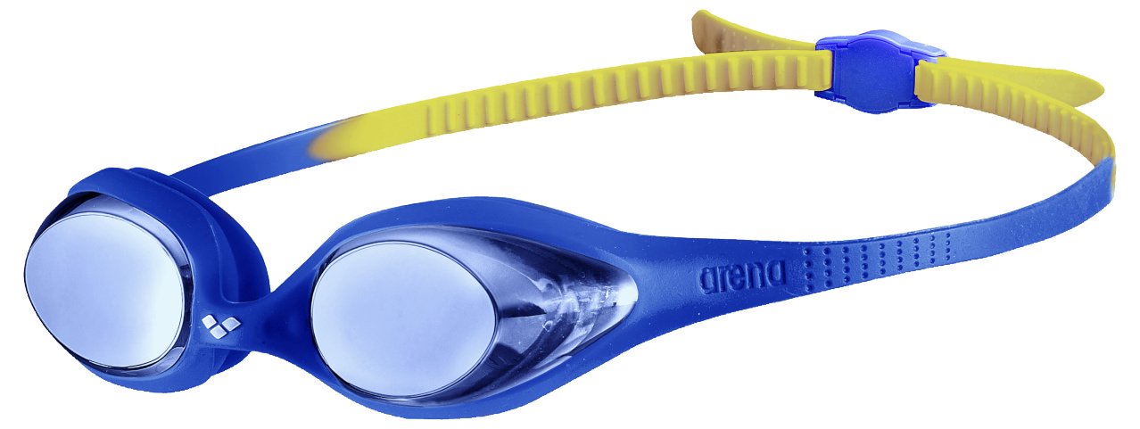 Arena Unisex Spider Junior Youth Swim Goggles For Boys And Girls, Blue  Blue  Yellow, Mirror Lens