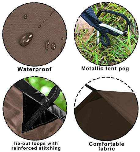 Kalinco Waterproof Camping Tarp Tent Hammock Rain Fly, 10X10Ft/10X15Ft, Mutifunctional Tent Footprint Lightweight Tarp For Campi