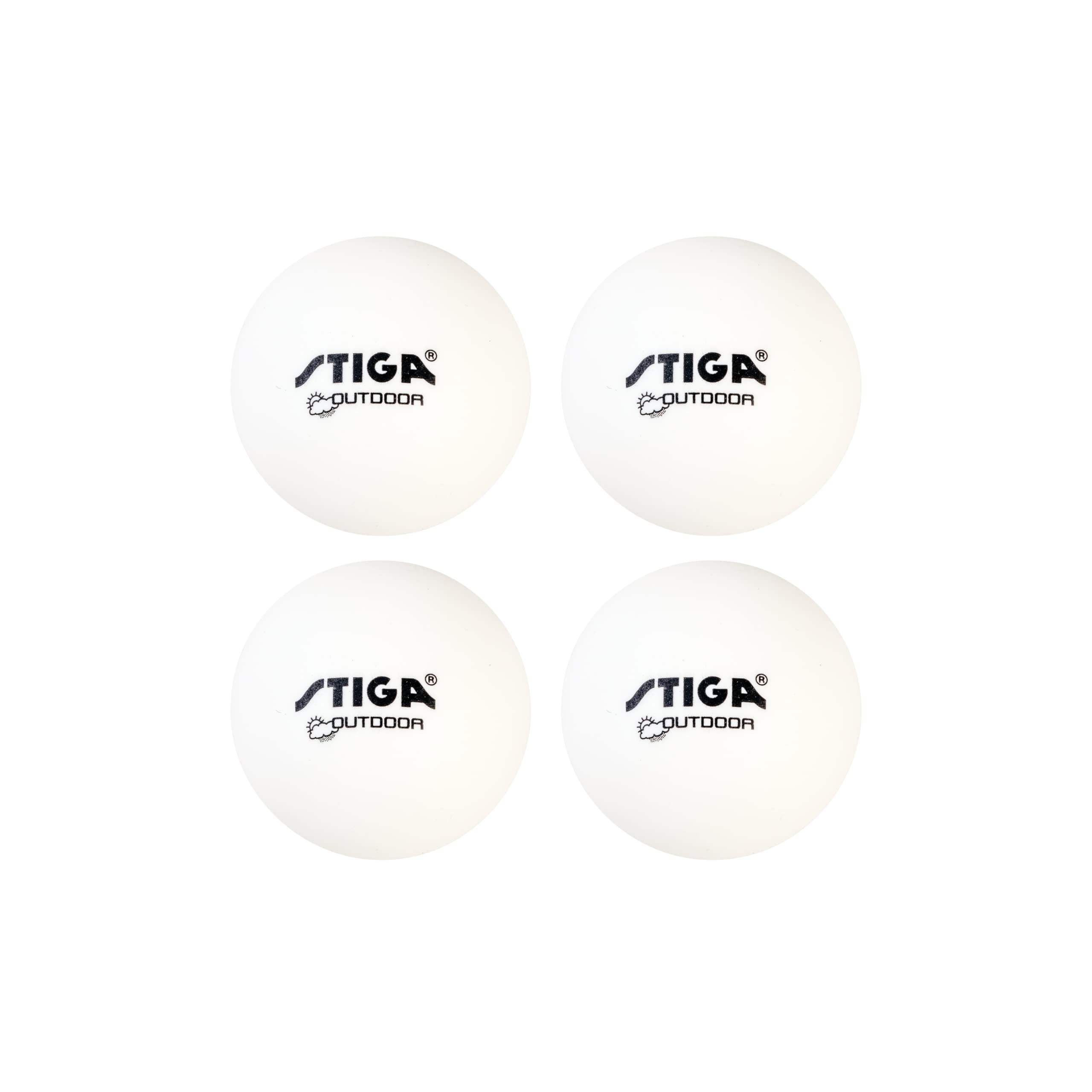 Stiga 4 Pack Outdoor Ping Pong Balls - Minimizes Wind Resistance