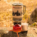Hotdevil (1.4-Litre) Backpacking Camping Stove Portable Cooking System With Piezo Ignition, Outdoor Mini Burner Camping Stove Ki