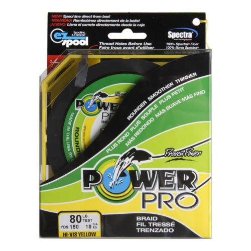 Power Pro Spectra Fiber Braided Fishing Line, Hi-Vis Yellow, 1500Yd/65Lb