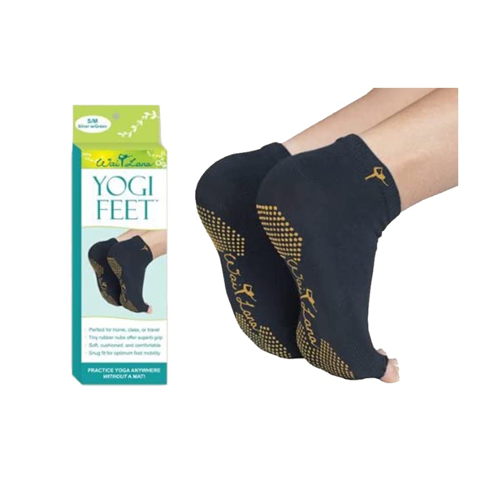 Wai Lana Yogi Feet Yoga Equipment, Black/Gold, Medium/Large