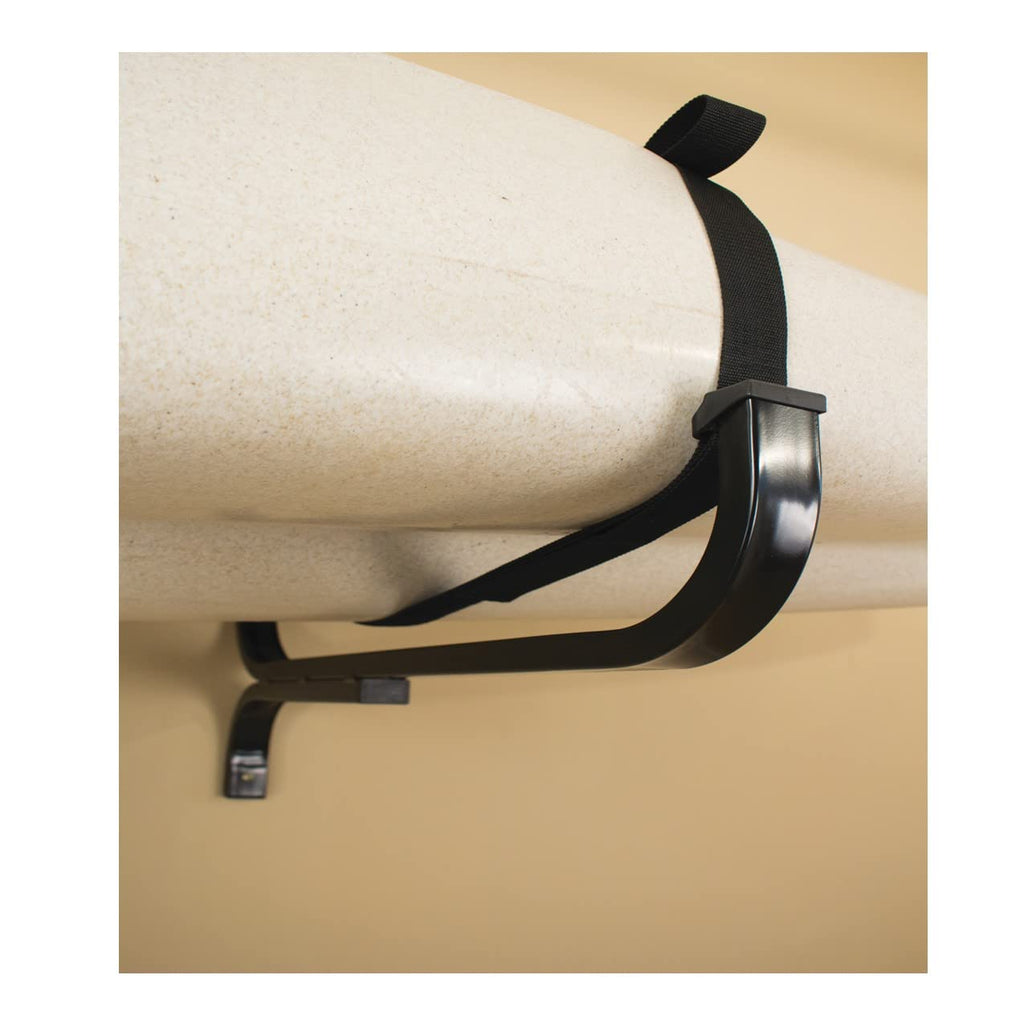 Suspenz Kayak Storage Rack, Wall Mount, Black Powder-Coated Steel, Canoe Hooks, Ideal For Storing Canoes, Large Kayaks, Paddle B