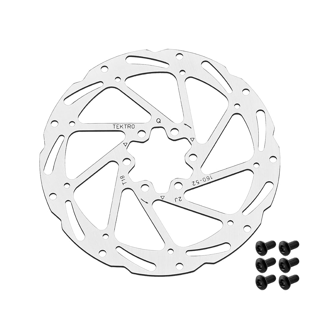 Tektro 160Mm Bike Disc Brake Rotor, 6 Bolt With Bolts Included For Mountain, Road, E-Bike, Bmx, Tr160-24 Series