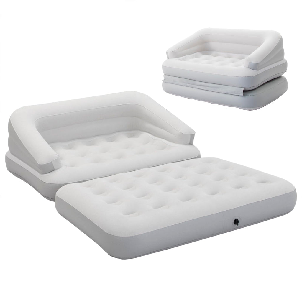 Dimar Garden Inflatable Couch Flocked Blow Up Couch Mattress,Outdoor Air Sofa Bed For Camping,Full Size