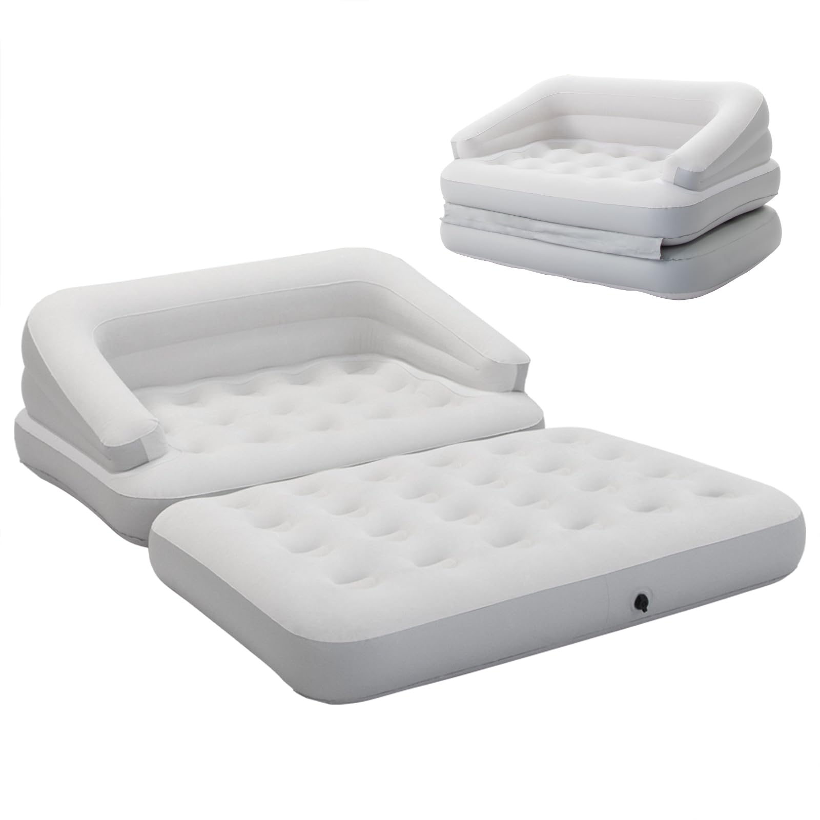 Dimar Garden Inflatable Couch Flocked Blow Up Couch Mattress,Outdoor Air Sofa Bed For Camping,Full Size