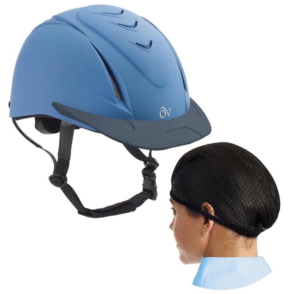 Ovation Deluxe Schooler Blue Xxs/Xs Helmet With Deluxe Pk/2 Black One Size Hair Net