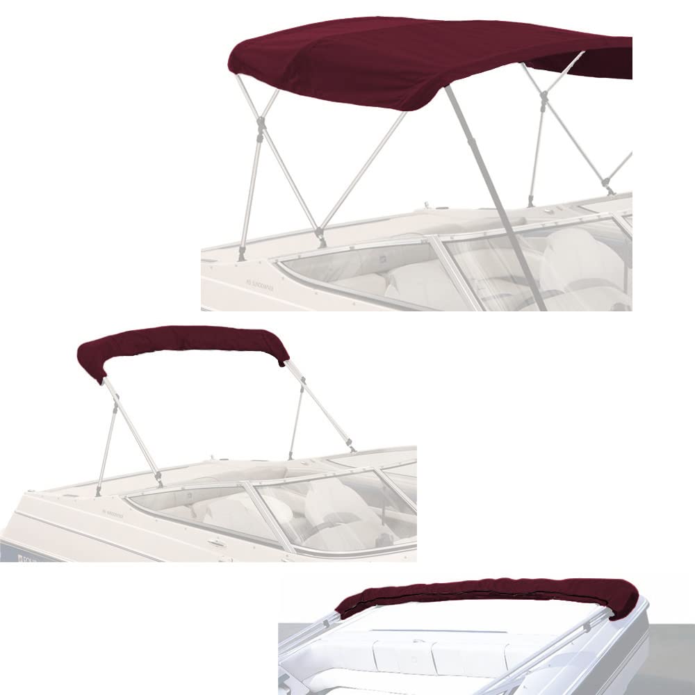 Savvycraft 4 Bow Bimini Replacement Top Canvas Cover 4 Bow 96'' L 67''-72'' W Burgundy Color
