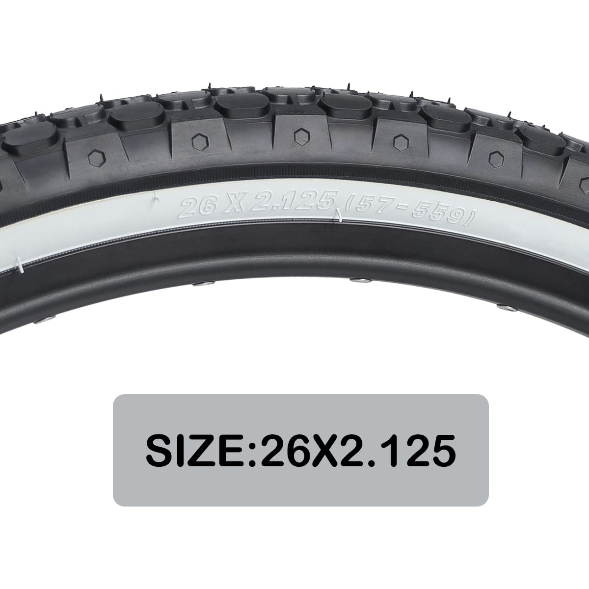 Mohegia Bike Tire,26'' X 2.125'' Folding Beach Cruiser Bicycle Replacement Tires/White Side Wall