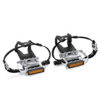 Newsty Bike Pedals With Clips And Straps For Outdoor Cycling And Indoor Stationary Bike 9/16-Inch Spindle Resin/Alloy Bicycle Pe