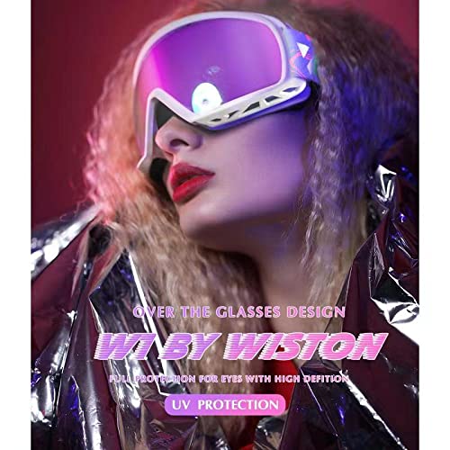 Wiston Ski Goggles - Otg Snow/Snowboard Goggles For Men, Women & Youth - 100% Uv Protection (White Frame/Fuchsia Lens)